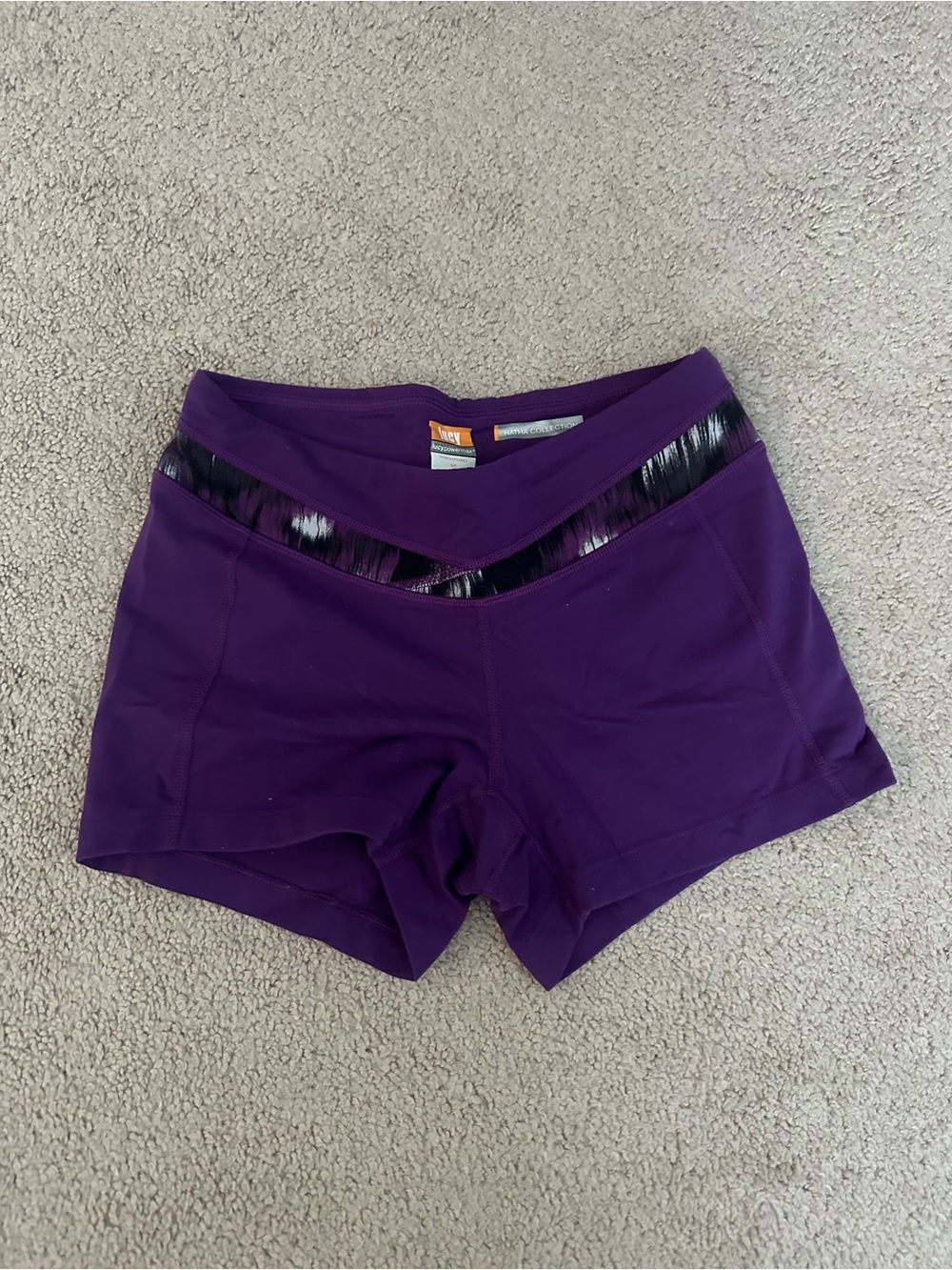 Lucy Purple Athletic Shorts with Patterned Trim